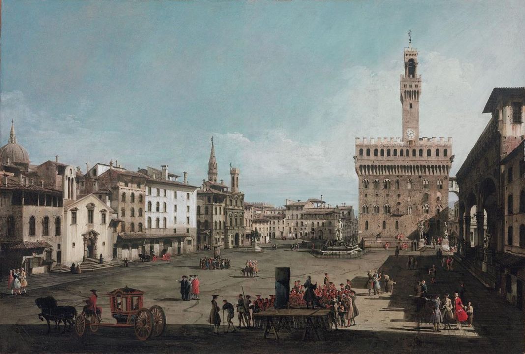 Bernardo Bellotto, Piazza della Signoria, Firenze, 1740. Budapest, Szépmúvészeti Múzeum