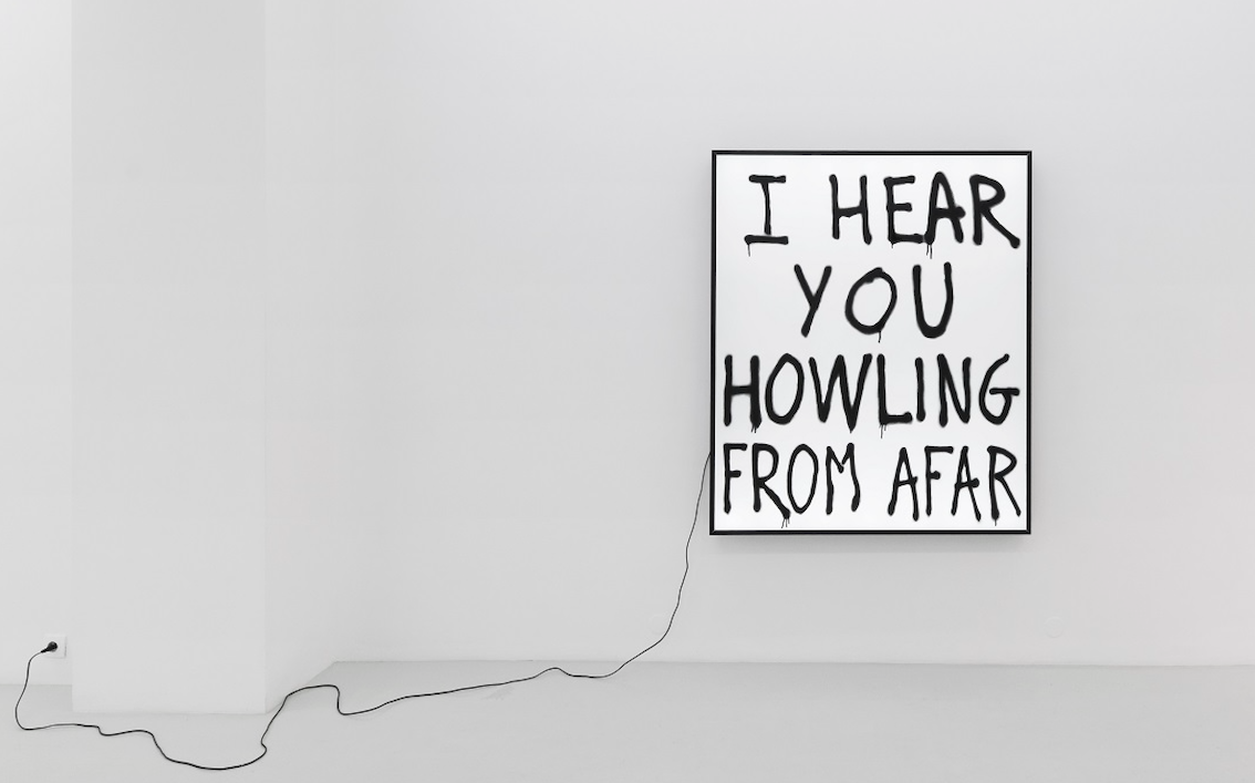 Bienvenue ©Timothée Talard, I hear you howling from afar, 150 x 125 x 12 cm, Bombe aerosol sur caisson lumineux, 2019. Ph. Aurélien Mole. Courtesy galerie ALB