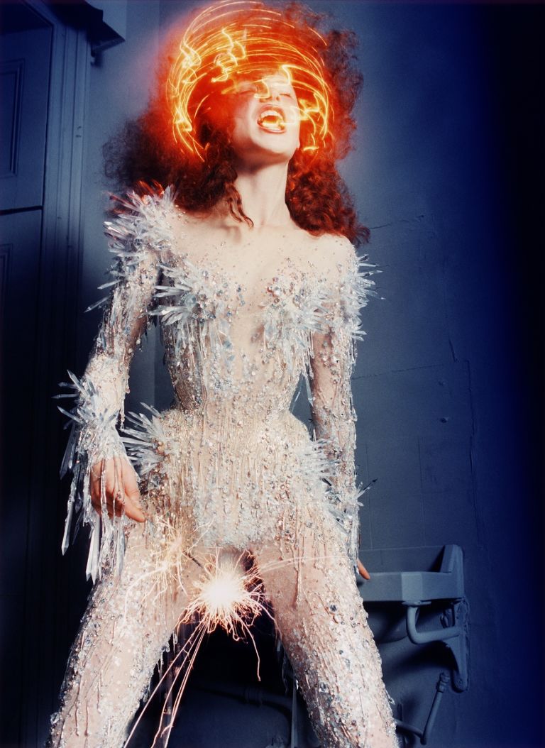 David LaChapelle, Danie Alexander_ London Sunday Times, May 1998. Photo © David LaChapelle. Outfit Thierry Mugler, Jeu de Paume collection, haute couture springsummer 1998