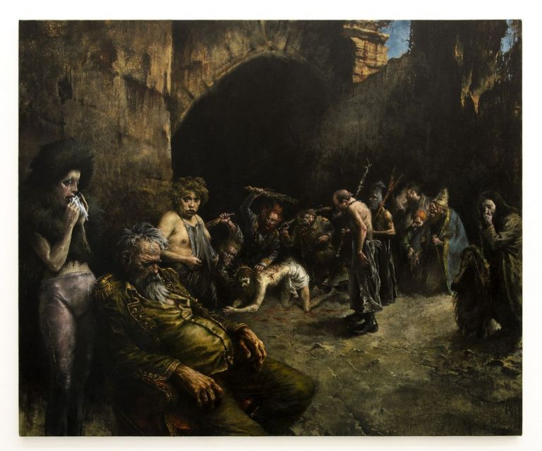 Francesco De Grandi, Flagellazione, 2016, olio su tela, 150x180 cm. Courtesy Francesco De Grandi e Rizzutogallery, Palermo
