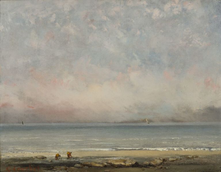 Gustave Courbet, La spiaggia a Trouville, 1865 ca. Collection Association Peindre en Normandie, Caen