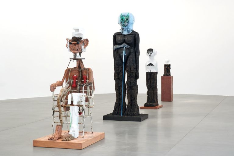 Huma Bhabha. The Company. Installation view at Gagosian, Roma 2019. Photo Matteo D'Eletto, M3 Studio. Courtesy Gagosian