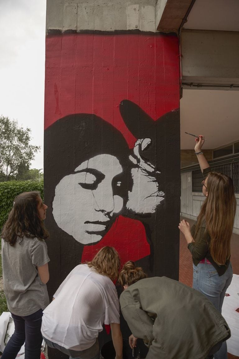 Laboratorio di Stencil con Ache77. Arte e scienza, Liceo scientifico Agnoletti, Sesto Fiorentino, 2017. Photo Gabriele Masi