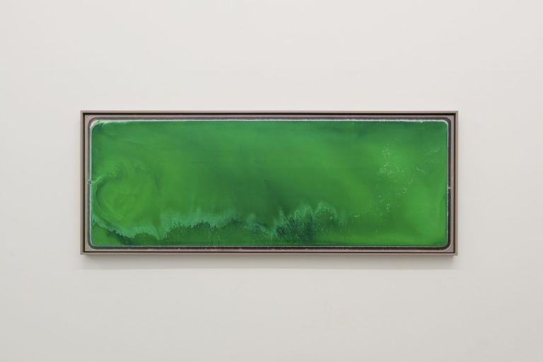 Mishka Henner, SRP Mesquite Generating Station 1, 2018, inkjet print mounted to dibond in floating frame with non reflective glass, cm 62x169. Courtesy Galleria Bianconi, Milano. Photo T. Doria