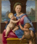 Raphael The Madonna and Child with the Infant Baptist (The Garvagh Madonna) Short title: The Garvagh Madonna about 1509-10 Oil on wood 38.9 x 32.9 cm © The National Gallery, London
