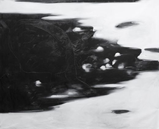 Omar Galliani, Bianco titanio, 2013, olio su tela, cm 200x300