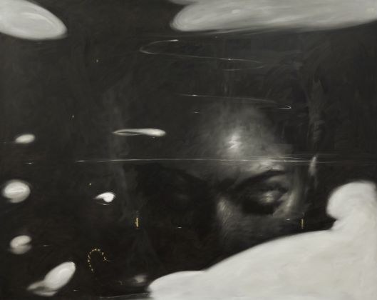 Omar Galliani, Felden lake, 2016, olio su tela, cm 200x330