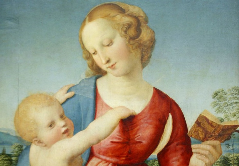 Raffaello Sanzio, Madonna Colonna. Staatliche Museen, Gemäldegalerie, Berlino, dettaglio