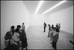 “André Cadere”, Galleria Toselli, Milano, 1975. Inaugurazione, tra i presenti Franco Toselli, Paola Betti e André Cadere. Photo © Giorgio Colombo, Milano