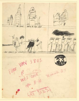 David Hockney "Studies for 'A Rake's Progress'" 1962 Ink on paper 14 x 11" © David Hockney Photo Credit: Richard Schmidt Collection The David Hockney Foundation