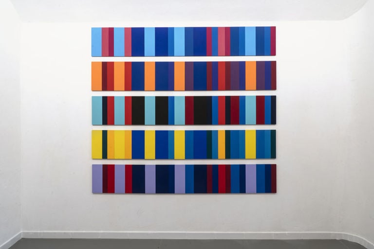 Piero Mottola - Sequenze Cromatiche E22 A, B, C, D, E, F, 2000-2002, tempera vinilica su tavola