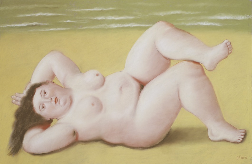 Fernando Botero, Woman on a Beach, 2002 Pastello su tela