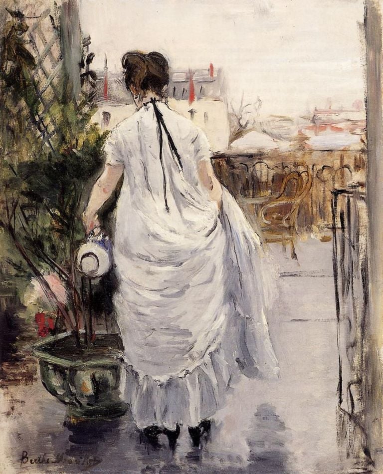 Berthe Morisot, Giovane donna che annaffia un arbusto, 1876. Collection of Mr. and Mrs. Paul Mellon