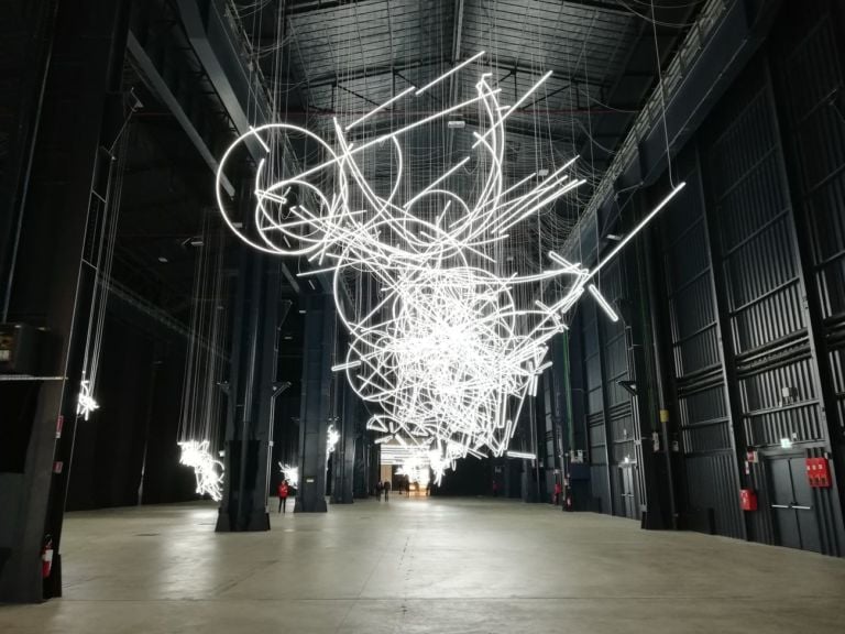 Cerith Wyn Evans. ...the Illuminating Gas. Exhibition view at HangarBicocca, Milano 2019. Photo Ginevra Bria