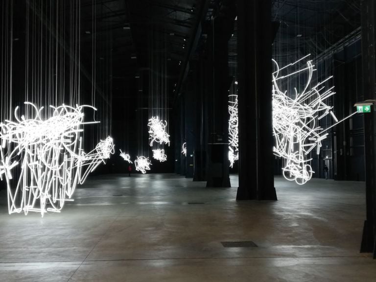 Cerith Wyn Evans. ...the Illuminating Gas. Exhibition view at HangarBicocca, Milano 2019. Photo Ginevra Bria