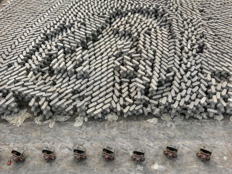 Edward Burtynsky, Tetrapods #1, Dongying, China 2016 © Edward Burtynsky, courtesy Admira Photography, Milano & Nicholas Metivier Gallery, Toronto