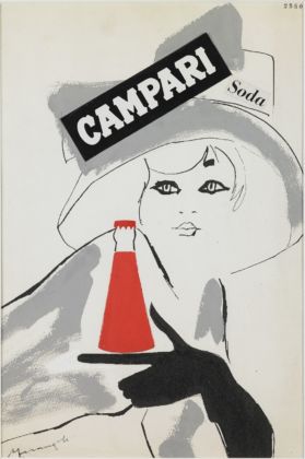 Franz Marangolo, Camparisoda, anni sessanta, tempera e collage su carta. Archivio Galleria Campari, Sesto San Giovanni (MI)