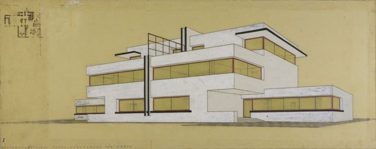 Garden front of a pair of semi detached houses for doctors, by Carl Fieger (c) Stiftung Bauhaus Dessau