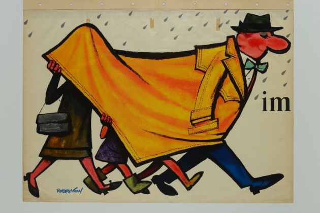 Gian Carlo Rossetti, Impermeabili Nailon, 1957, 99 x 280 cm. Treviso, Museo nazionale Collezione Salce Polo museale del Veneto (su concessione del Ministero per i Beni e le attività culturali)