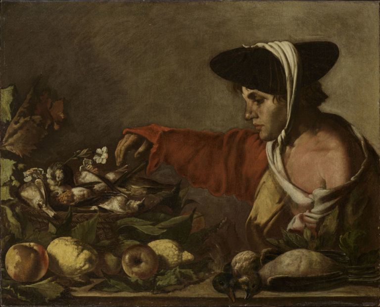Hendrick ter Brugghen (attr.), Ragazzo con frutta e cesta di cacciagione, 1620 29. Photo credit Giuseppe e Luciano Malcangi. Collezione Poletti