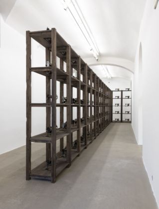 Ibrahim Mahama, Capital Corpses I, 2014 19. Installation view at Fondazione Giuliani, Roma 2019. Photo Giorgio Benni