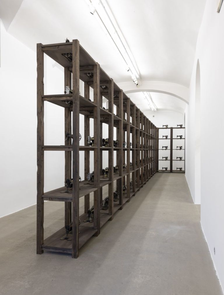 Ibrahim Mahama, Capital Corpses I, 2014 19. Installation view at Fondazione Giuliani, Roma 2019. Photo Giorgio Benni