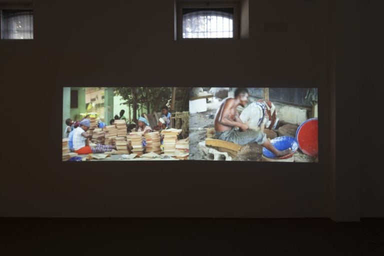 Ibrahim Mahama, Parliament of Ghosts, 2014 19. Installation view at Fondazione Giuliani, Roma 2019. Photo Giorgio Benni