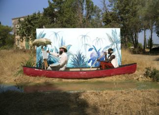 Luigi Presicce, L'atelier sur l'herbe, 2019, performance per 12 spettatori occasionali. Fondazione Lac o le Mon, San Cesario di Lecce. Photo Luigi Negro