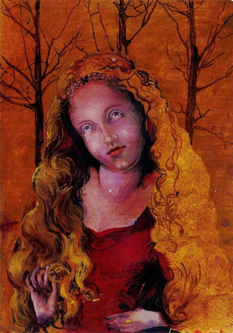 Maddalena Tesser, Di Perfidia, Idiozia e Bontà, 2017 18, oli su carta, 21x14,5 cm