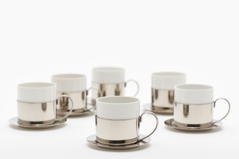 Mocha cups with porcelain insert and saucers, photo credit Gunter Binsack