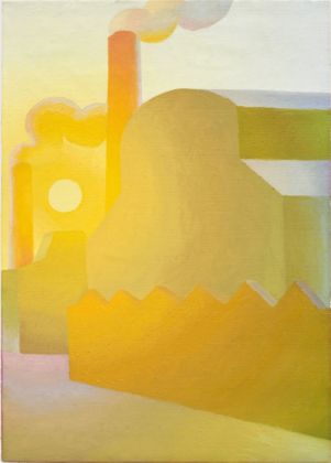 Salvo, La fabbrica, 1987, olio su tela, 70 x 50 cm. Courtesy Norma Mangione Gallery