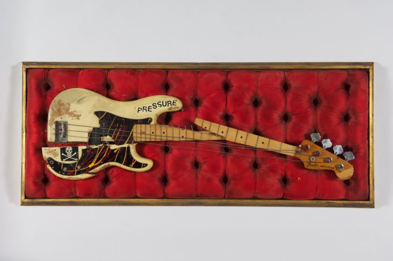 Simonon’s Fender Precision Bass was damaged on stage at The Palladium in New York City on 21st September 1979, as Simonon smashed it on the floor in an act of spontaneous and complete frustration. © The Clash