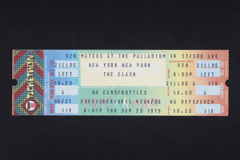 Ticket for the New York Palladium, 20 September 1979 Paul smashed his bass on stage at this show. © Casbah Productions Ltd
