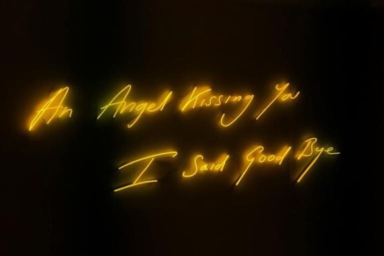 Tracey Emin, An Angel Kissing You I Said Goodbye, 2019. Courtesy of Galleria Lorcan O'Neill