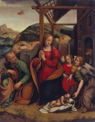 Giovanni Pietro Rizzoli (detto Giampietrino) Natività con due angeli MASI Lugano. Collezione Cantone Ticino