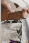 Andrea Martinucci, 5092019.jpeg, acrilico, terra, grafite e acciaio su tela, 200x200x4cm. Courtesy l'artista, dettaglio