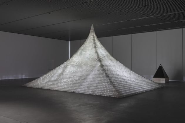Agnes Denes, Model for Probability Pyramid—Study for Crystal Pyramid, 2019. Photo Stan Narten. Commissioned by The Shed. Courtesy the artist & Leslie Tonkonow Artworks + Projects
