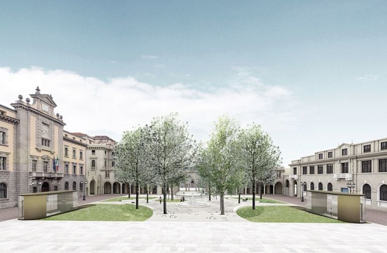 Centro Piacentiniano, Bergamo. Vista su Piazza Dante dal tribunale. Photo credit Gruppo Flânerie