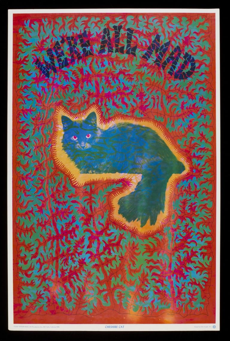 'Cheshire cat', psychedelic poster by Joseph McHugh, published by East Totem West. USA, 1967 (c) Victoria and Albert Museum, London