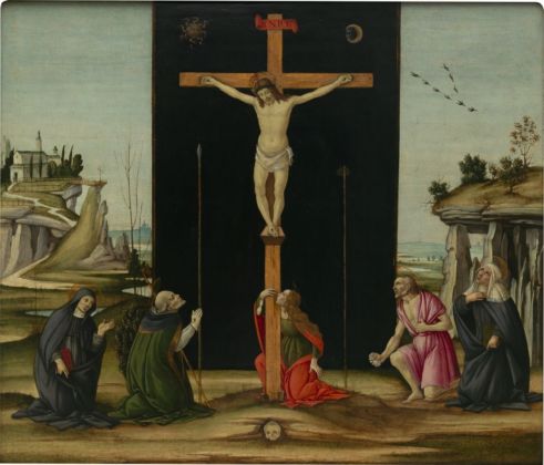 Collaboratore di Botticelli (Maestro dei monumenti gotici), Cristo in croce adorato dai santi, inizio degli anni 90 del XV sec.