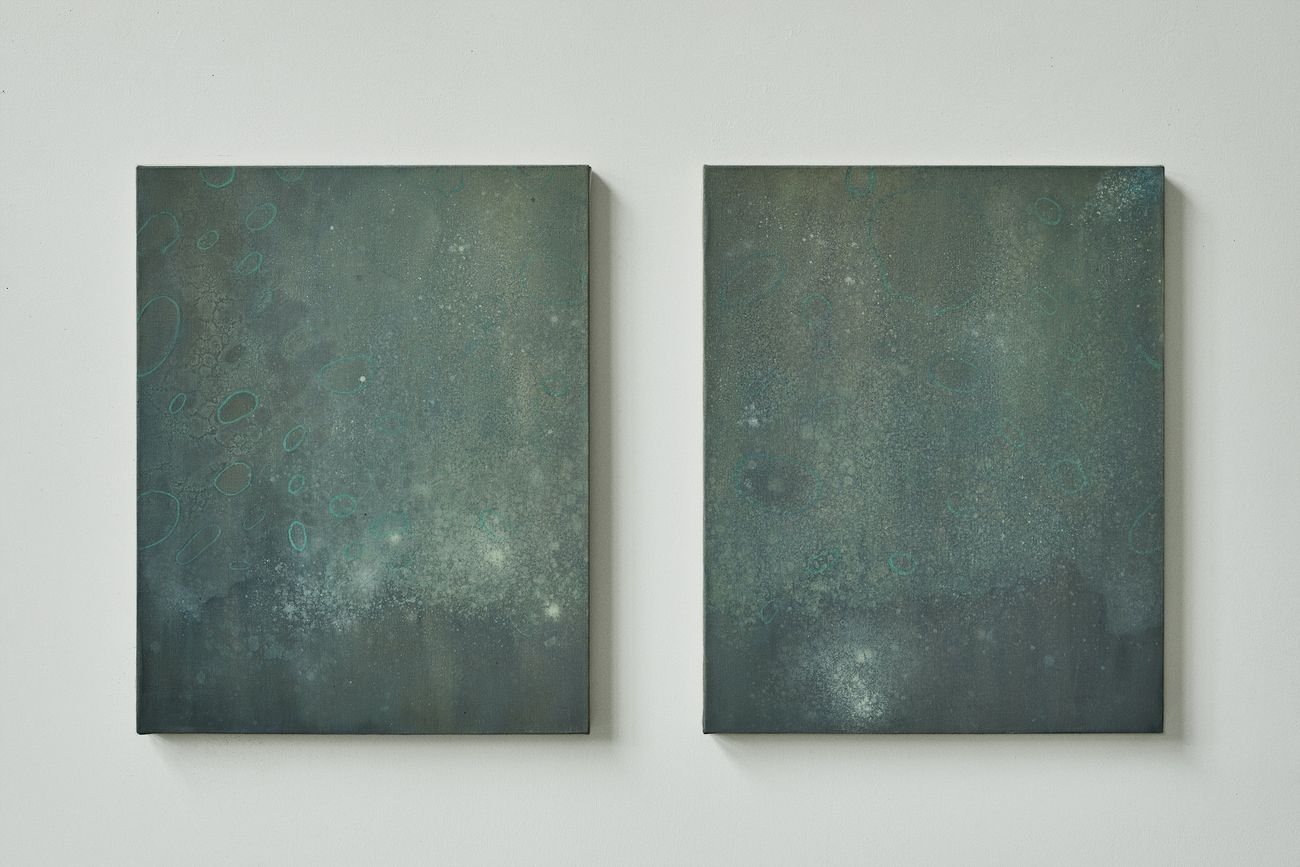 Fabio Marullo, Nebula, 2019, oil on linen, cm 78x63 cadauno