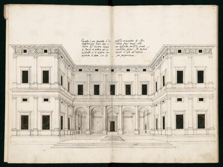 Giovanni Antonio Dosio, Il palco delle recite teatrali della villa Farnesina, seconda metà XVI sec. Stoccarda, Württembergische Landesbibliothek