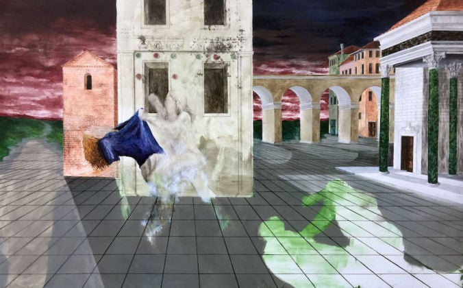 Giulio Malinverni, L'ombra del pestaggio, olio su tela