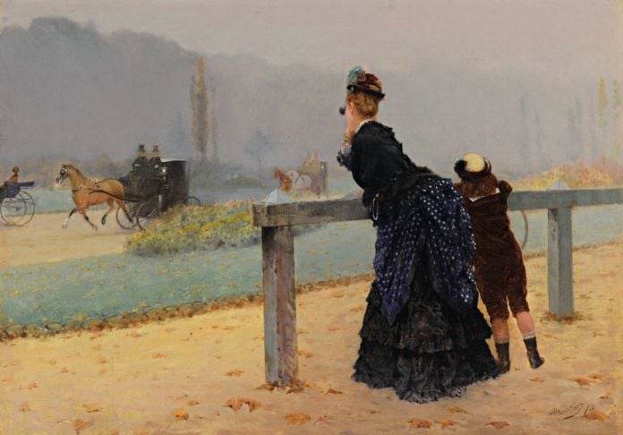 Giuseppe De Nittis, Al Bois, 1873, olio su tela, cm 20 x 30. Courtesy Archivi Boldini De Nittis Zandomeneghi Giuseppe De Nittis, Al Bois, 1873, olio su tela, cm 20 x 30. Courtesy Archivi Boldini De Nittis Zandomeneghi