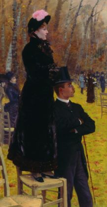 Giuseppe De Nittis, Alle corse di Auteuil – Sulla seggiola, 1883, olio su tela, cm 107 x 55,5. Barletta, Pinacoteca Giuseppe De Nittis