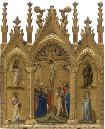 Guariento, Trittico con Crocifissione e San Giovanni Battista, San Bartolomeo, Sant'Andrea e Santa Caterina, 1360 ca.