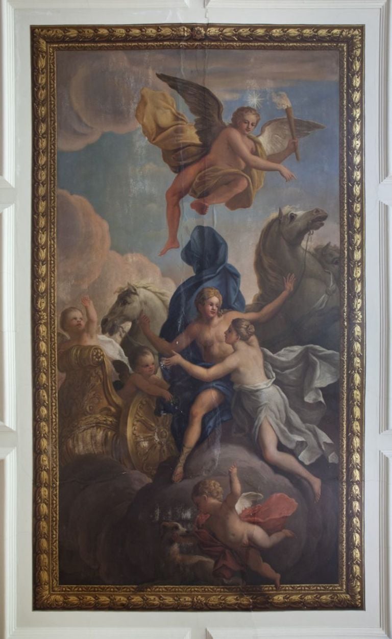 James Thornhill, Helios abducting a nymph, olio su tavola, 1710 ca. Worchestershire, Hanbury Hall