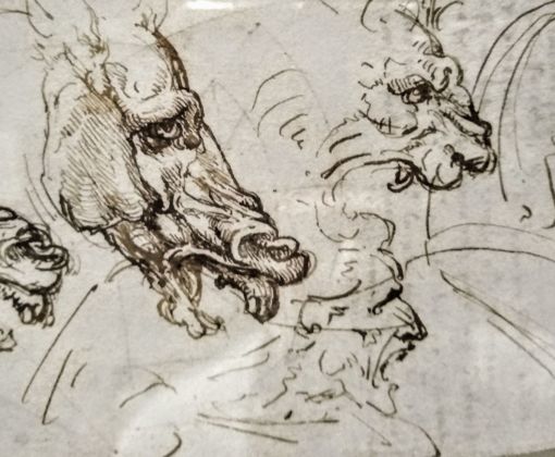 Leonardo da Vinci, Teste di uomo, leone, cavallo. The Royal Collection, HM Queen Elizabeth II, Windsor