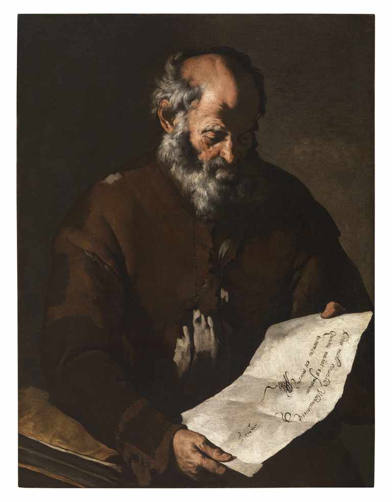 Maestro dell’annuncio ai pastori (Juan Dò?), Vecchio con cartigli, 1650 ca. Collezione Fondazione De Vito