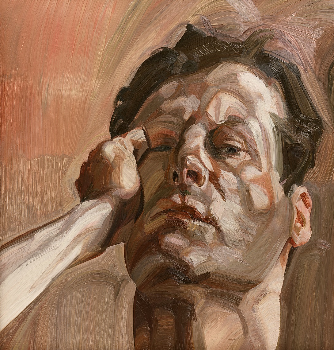 Man's Head (Self Portrait) 1963 (oil on canvas) by Freud, Lucian (1922-2011); 53.3x50.8 cm; Whitworth Art Gallery, The University of Manchester, UK; © The Lucian Freud Archive